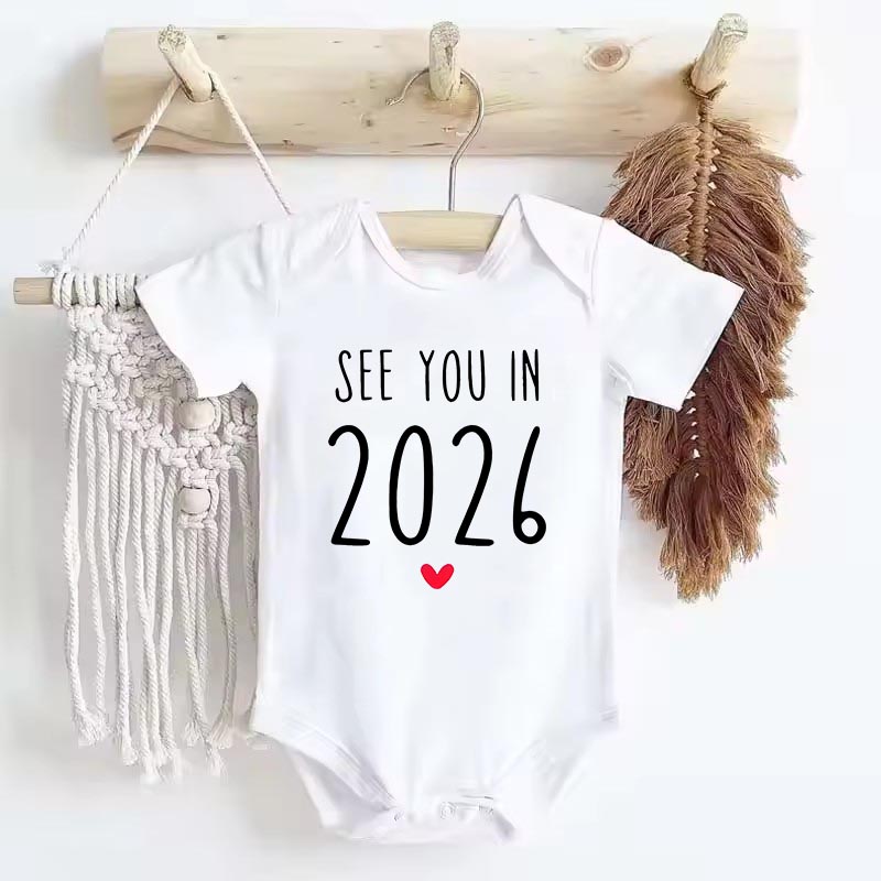 See You in 2026 Pregnancy Announcement Baby Rompers Toddler Jumpsuit Summer Short Sleeve Newborn Boys Girls Outfits