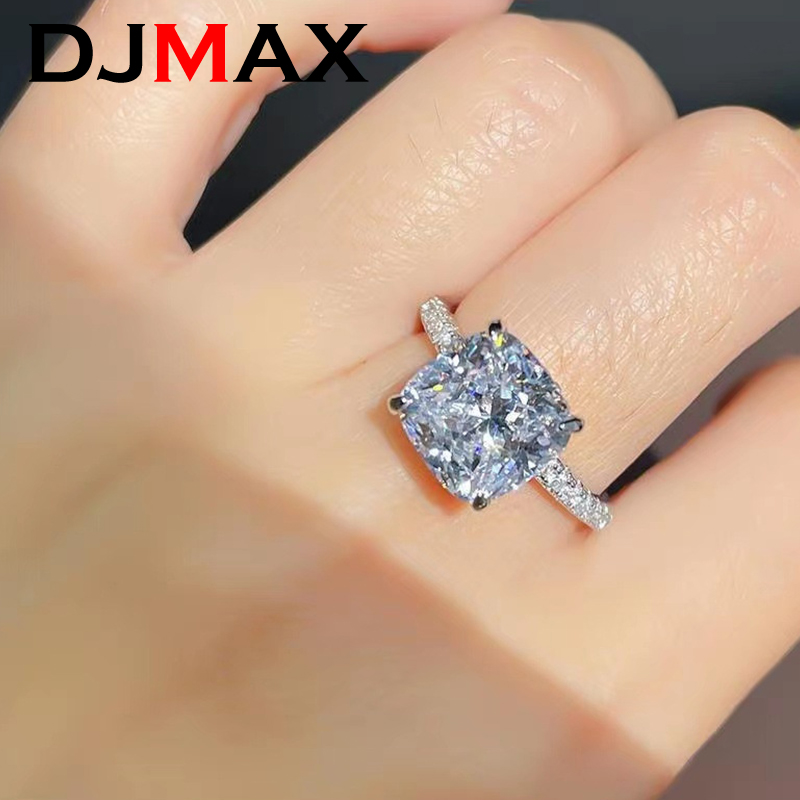 DJMAX 1-3Carat Oval Cut D Color Moissanite Ring for Woman Original 925 Sterling Silver Cushion Cut Engagement Wedding Ring 2023