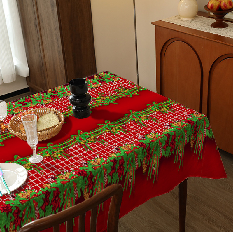 New Christmas decoration Christmas tablecloth dining table coffee table printed tablecloth Christmas venue layout props-image-1065643370
