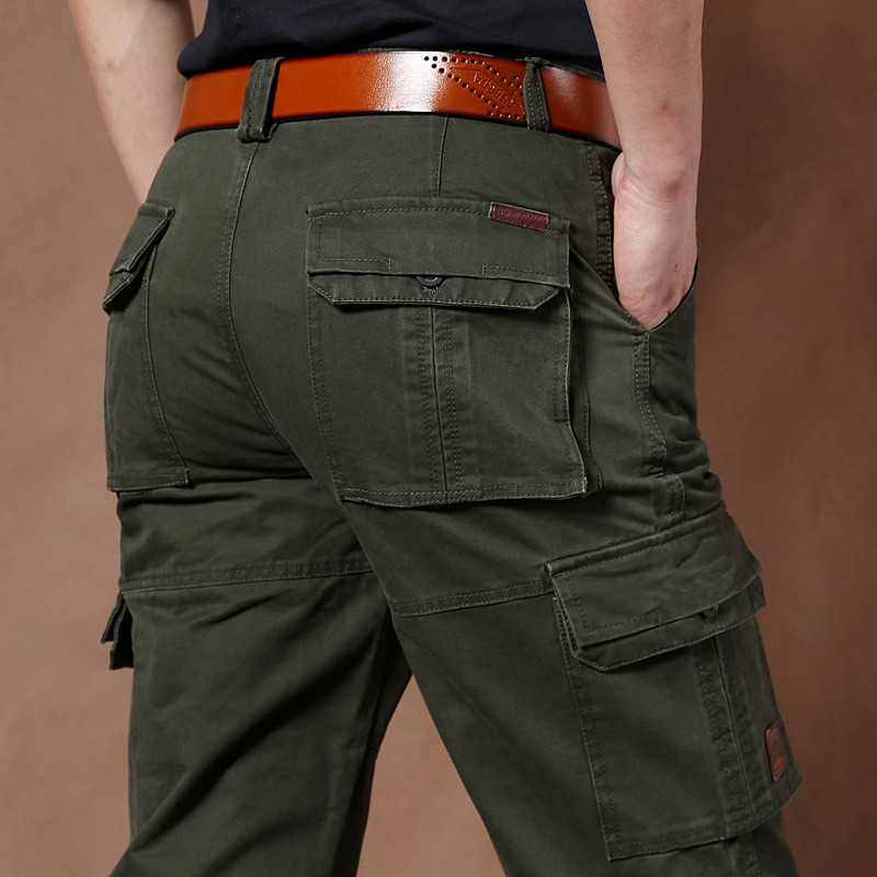 Size 42 44 Cargo Pants Mens Cotton Multi-pockets Baggy Men Pants Casual Trousers Overalls Green Pants Joggers