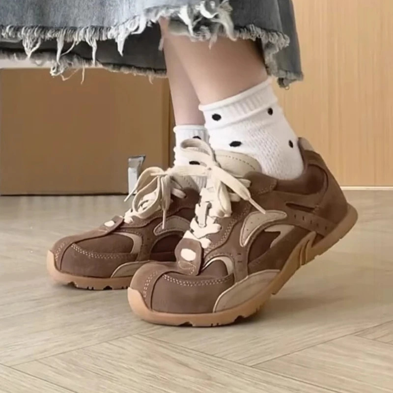 Retro Color Blocked Womens Shoes Autumn Flat Bottomed Soft Soled Lightweight Sports Running Shoes Zapatillas Deporte 250725