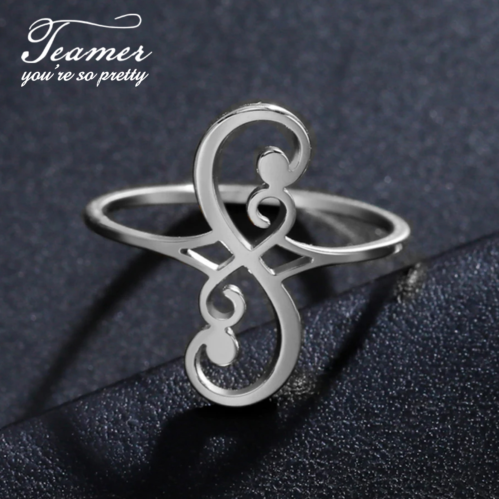 Teamer Infinite Symbol Ring Stainless Steel Romantic Endless Love Symbol Finger Ring for Women Wedding Engagement Jewelry Gifts