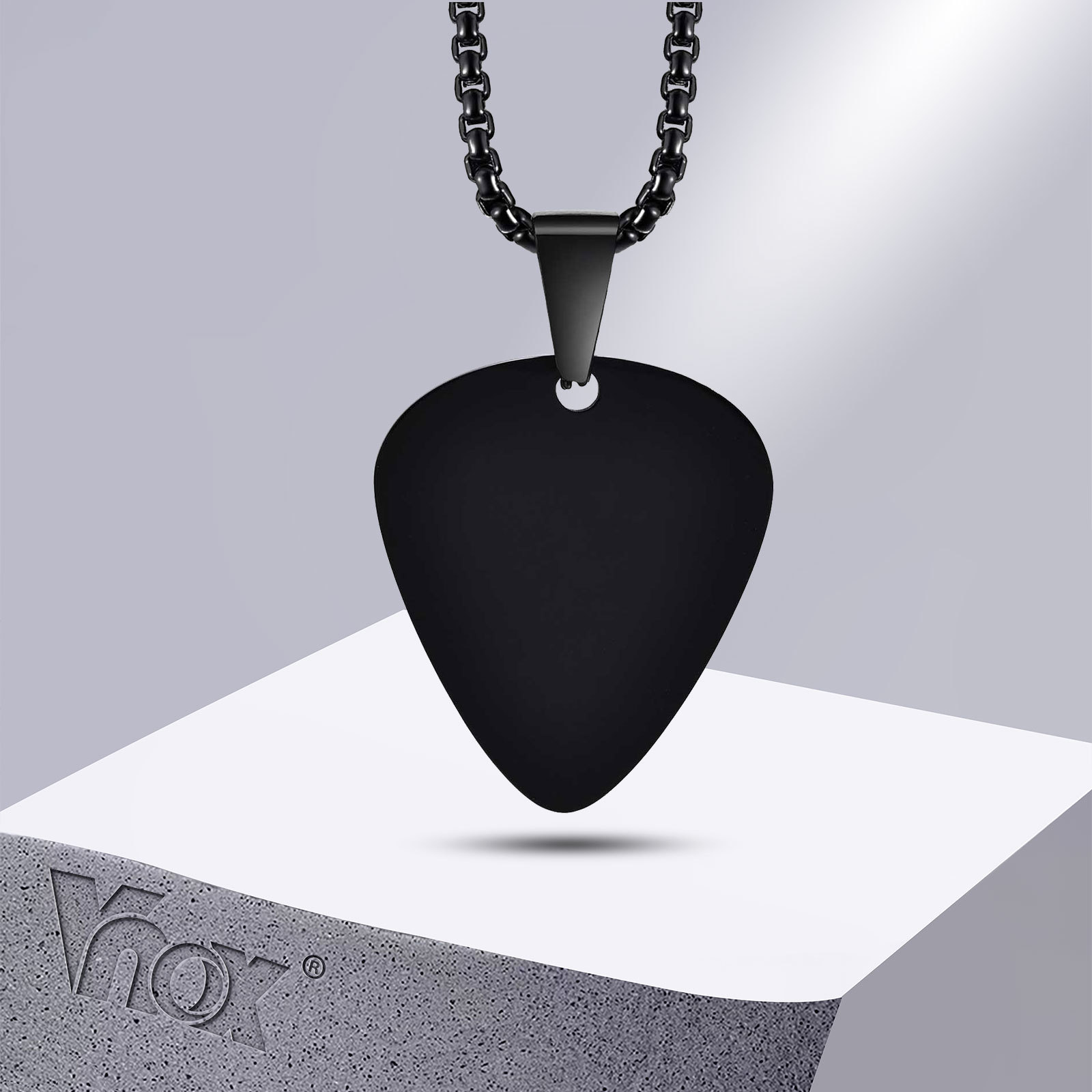 Vnox New Unique Guitar Pick Necklace for Men Boys, Stainless Steel Guitar Picks Pendant Collar to Music-lovers Gifts Jewelry