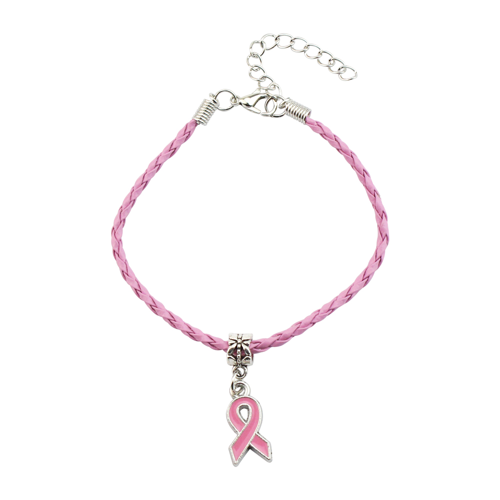 New Arrival Breast Cancer Bracelet Yellow Pink Ribbon Charm Bracelets Awareness Jewelry for Cancer Center Foundation Gifts
