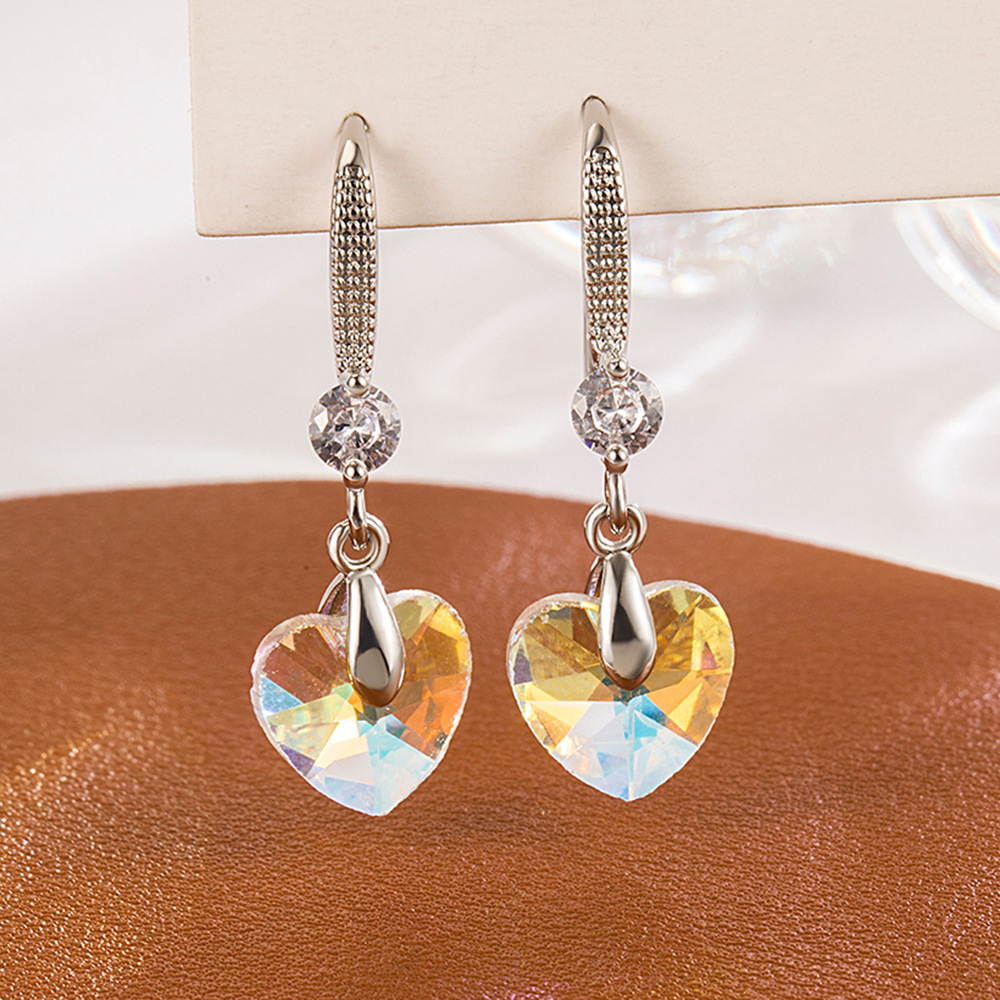 925 Sterling Silver Yellow Heart Zircon Luxury Stud Earrings For Women Elegant Jewelry Wholesale 2024 Trend GaaBou Jewellery
