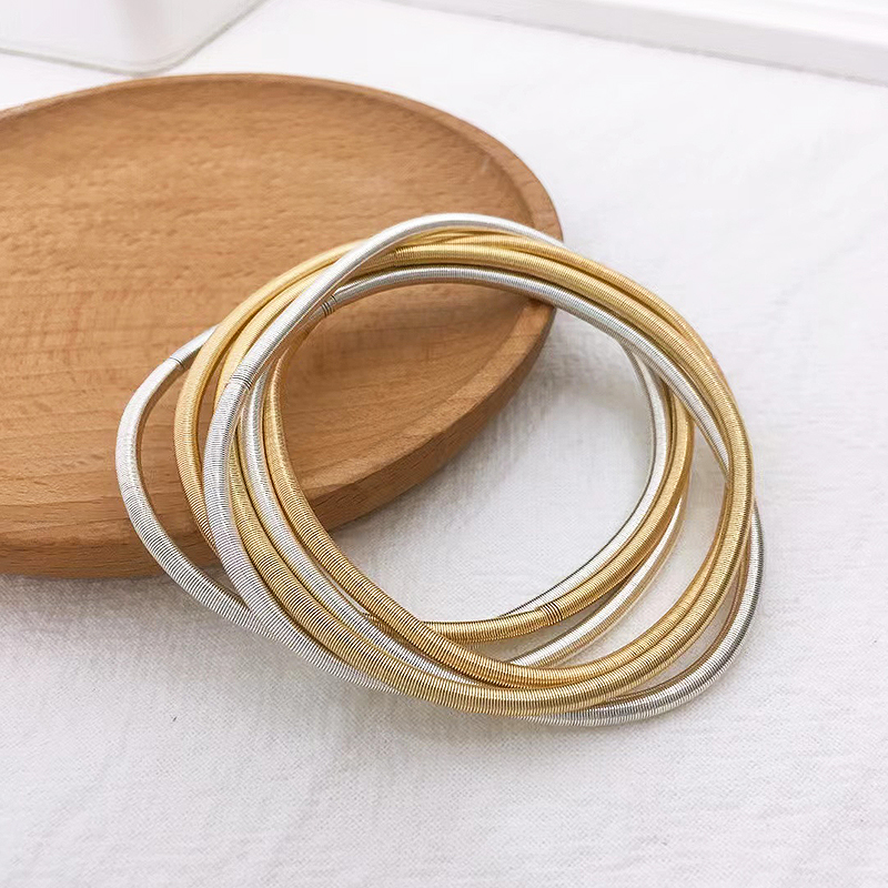 Friendship Spiral Telescopic Carbon Elastic Bracelet Set for Women 2024 Fashion Gold Plated Spring Bracelet Jewelry Gifts