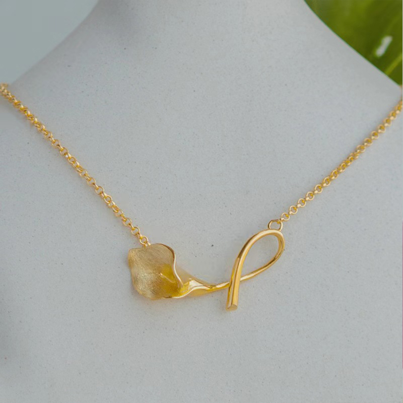 Real S925 Sterling Silver Horseshoe Lotus Flower Pendant Necklace Simple Fashion Fine Jewelry Gift for Woman PN003