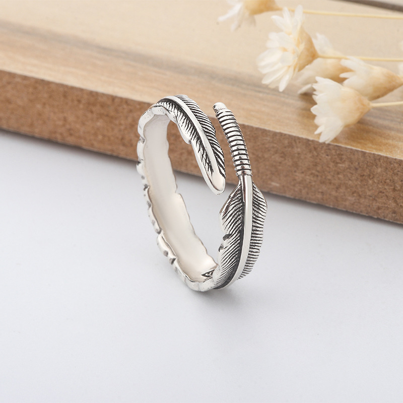 925 Sterling Silver Retro Feather ââOpen Rings For Women Wedding Engagement Party Luxury Jewelry Wholesale Jewellery Argent 925