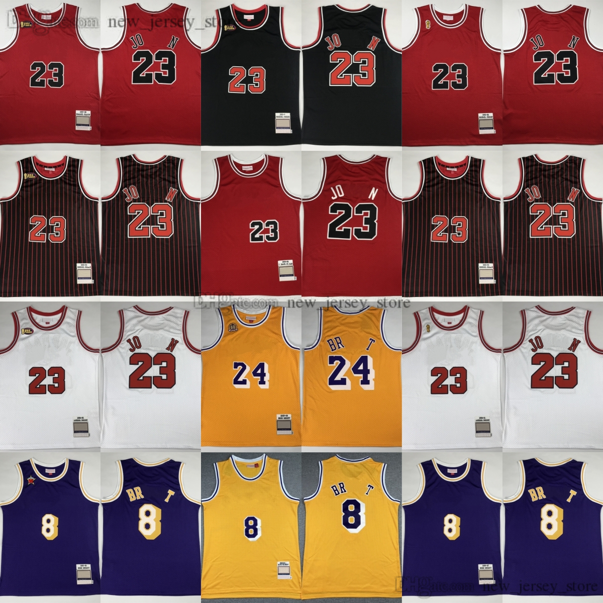 Authentic Stitched Player Version Classic Retro Basketball Jersey 2007-08 Yellow Bryant 60th Jerseys 1997-98 White 1995-96 Red Michael Black Stri