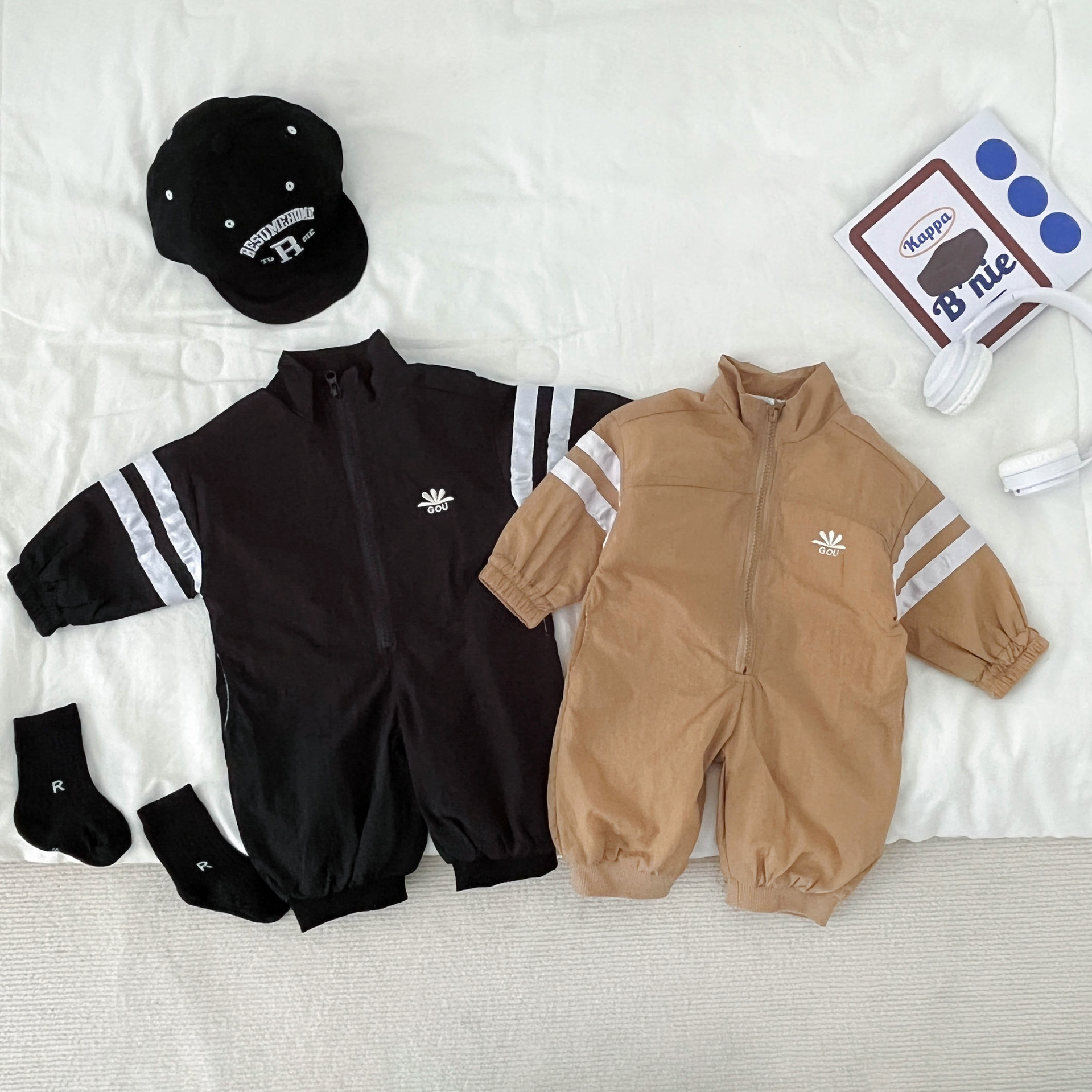 2025 Spring Autumn Korean Baby Boys Overalls Cotton Long Sleeve Turtleneck Zipper Infant Boys Bodysuit Toddler Boys Outfits