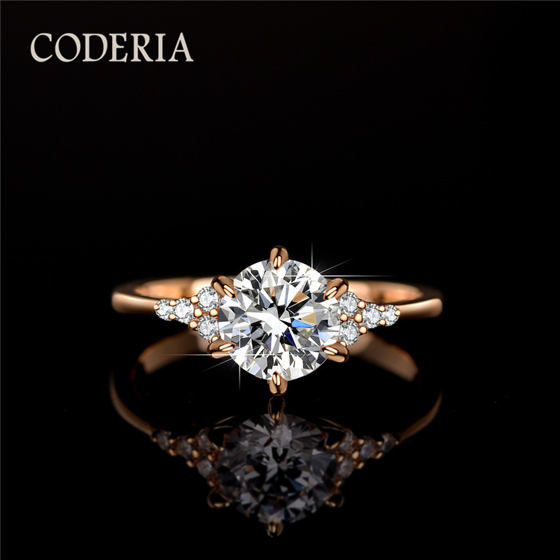 Certified Moissanite D Color 1 CT Rose Gold Ring High Quality 925 Sterling Silver Six Claw Crown Diamond Rings Wedding Jewelry