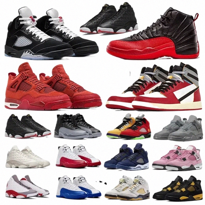 nouveau 5 12 4 designer 13 bas 1 chaussures de basket-ball 4s 5s jeu de grippe Blueberry 12s chaussures pour hommes chats noirs Red Thunder Cemen