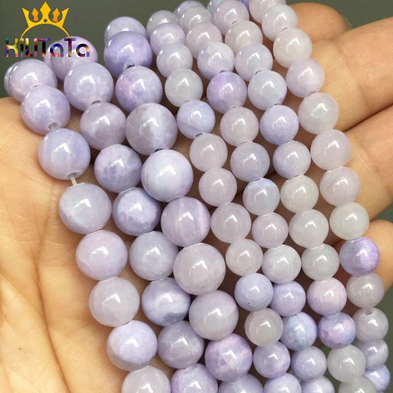 Purple Natural Jades Stone Beads Smooth Round Loose Spacer Beads For Jewelry Making DIY Bracelet Necklace 15''Strand 6/8/10/12m