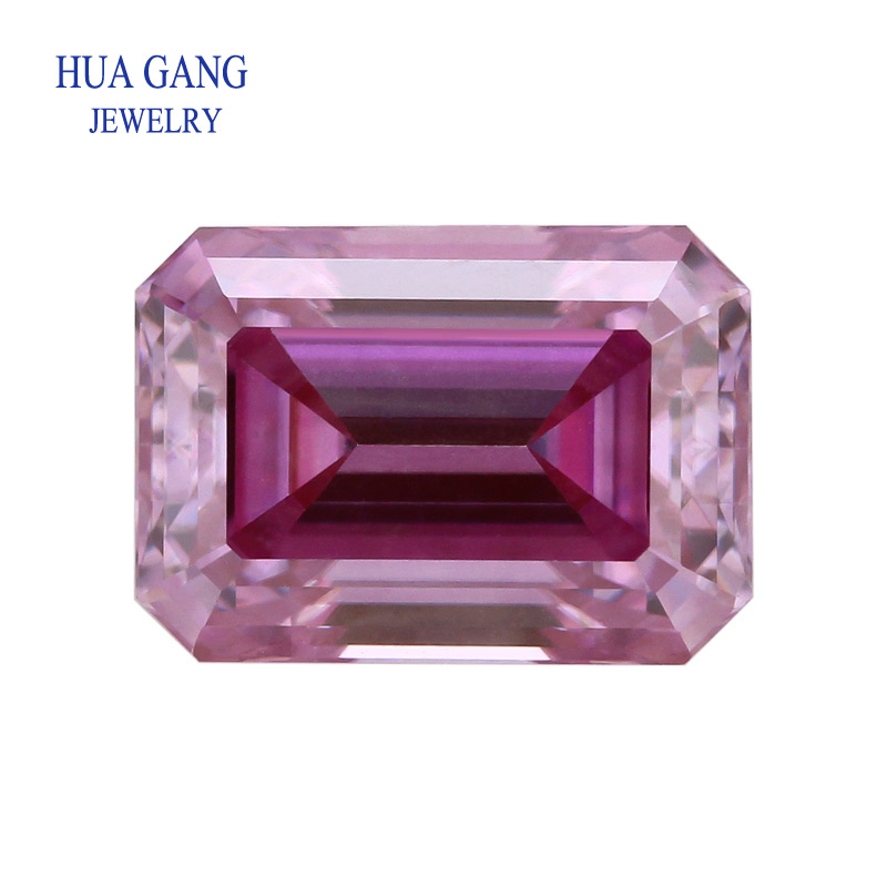 Emerald Cut Pink Color Loose Moissanite Diamond Gemstones 0.5-7.0 CT Excellent Gem Stone Under Undefined Pass Tester