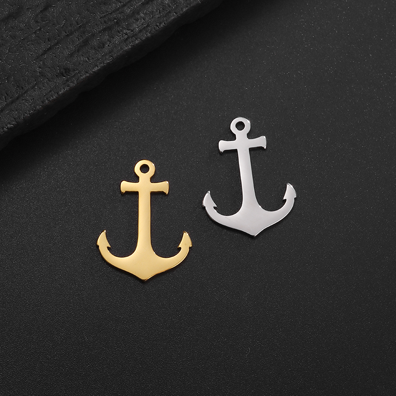 5pcs/lot Charm Stainless Steel Anchor Rudder Accessories Gold Color Pendant For DIY Bracelets Wholesale Jewelry Making Handmade