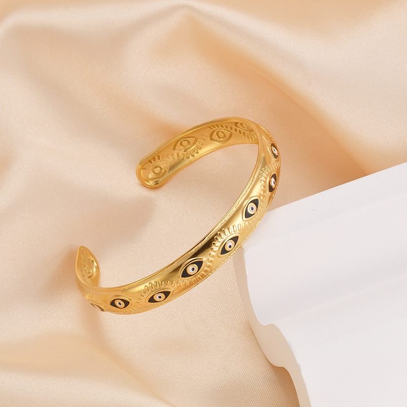 Vintage Boho Evil Eye Stainless Steel Bangles Bracelets for Women Trendy Classic Charm Oil Bracelets