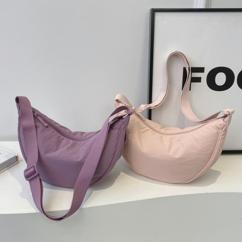 Solid Color Nylon Casual Women's Messenger Bag Simple Large Capacity Female Shoulder Bags Fashion Ladies Hobos Handbags Purse