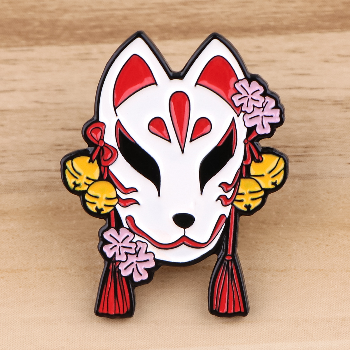Japanese Fox Mask Sakura Fox Cat Enamel Pin Brooch for Women Lapel Pins Badges on Backpack Clothing Accessories Gift Jewelry
