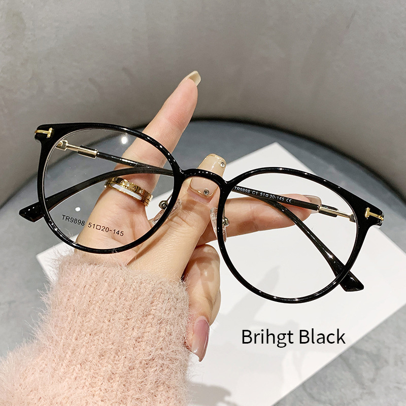 MOMOJA Fashion Men's Retro Round Glasses Frame Ultra-Light TR90 Alloy Optical Prescription Women's Eyeglasses Frames TR9898