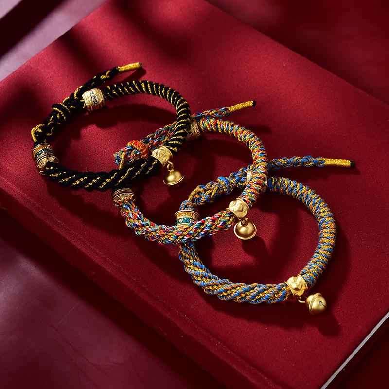 Tibetan Hand Rope Bracelet New Corn Knot Pattern DIY Hand Rubbing Cotton Bracelet Finished Handwoven Tibetan Ethnic Rope