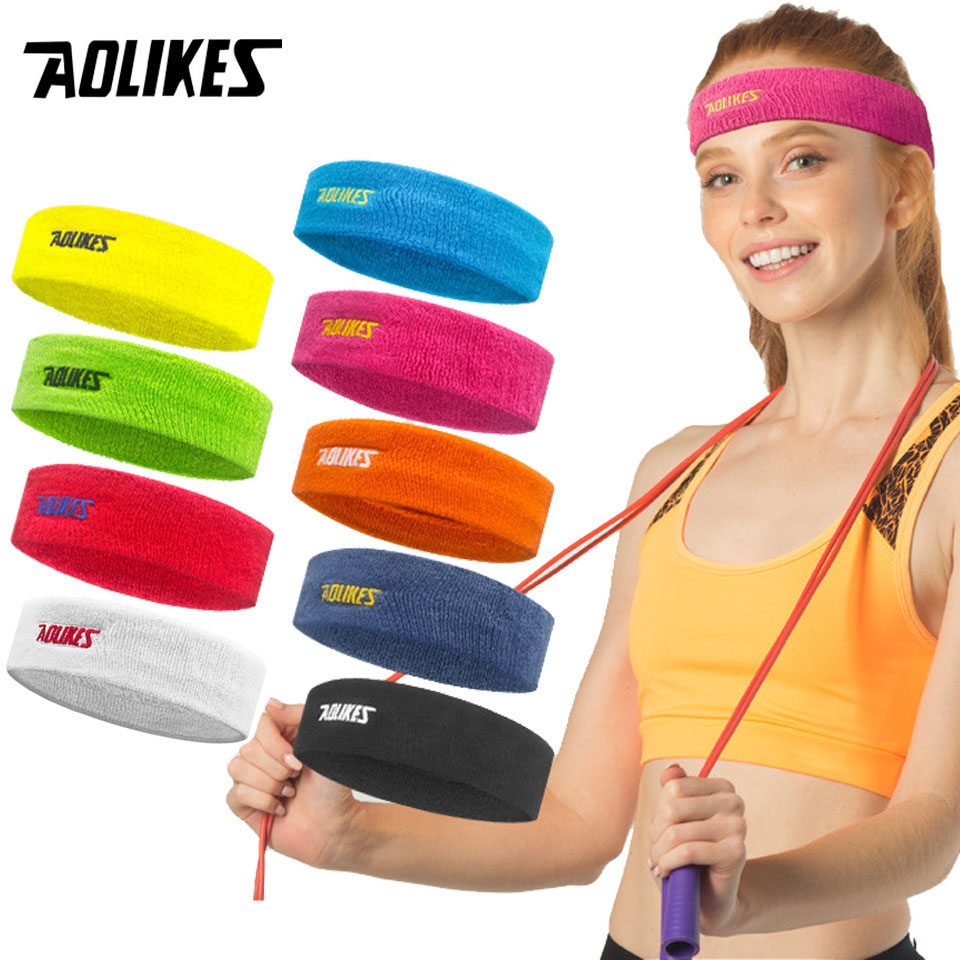 AOLIKES 1PCS High Quality Cotton Sweat Headband For Men Sweatband women Yoga Hair Bands Head Sweat Bands Sports Safety