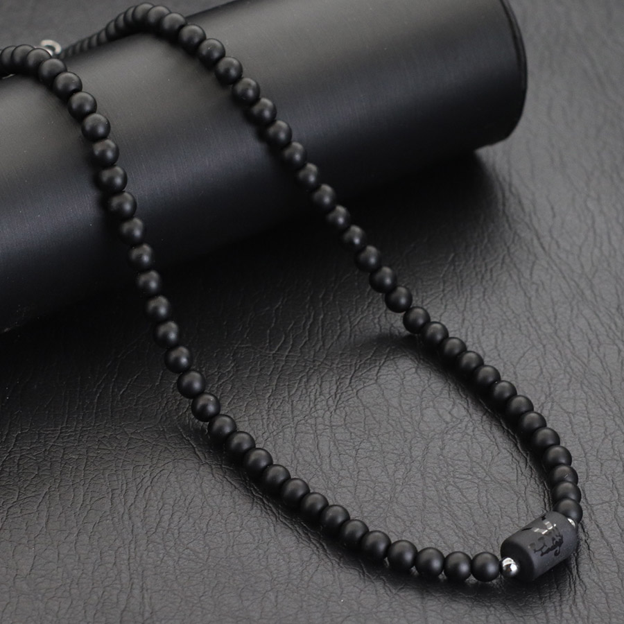 Unique Black Onyx Stone 12 Constellations Necklace For Men 19 Inches Stainless Steel Buckle Short Collar Casual Accessories Him
