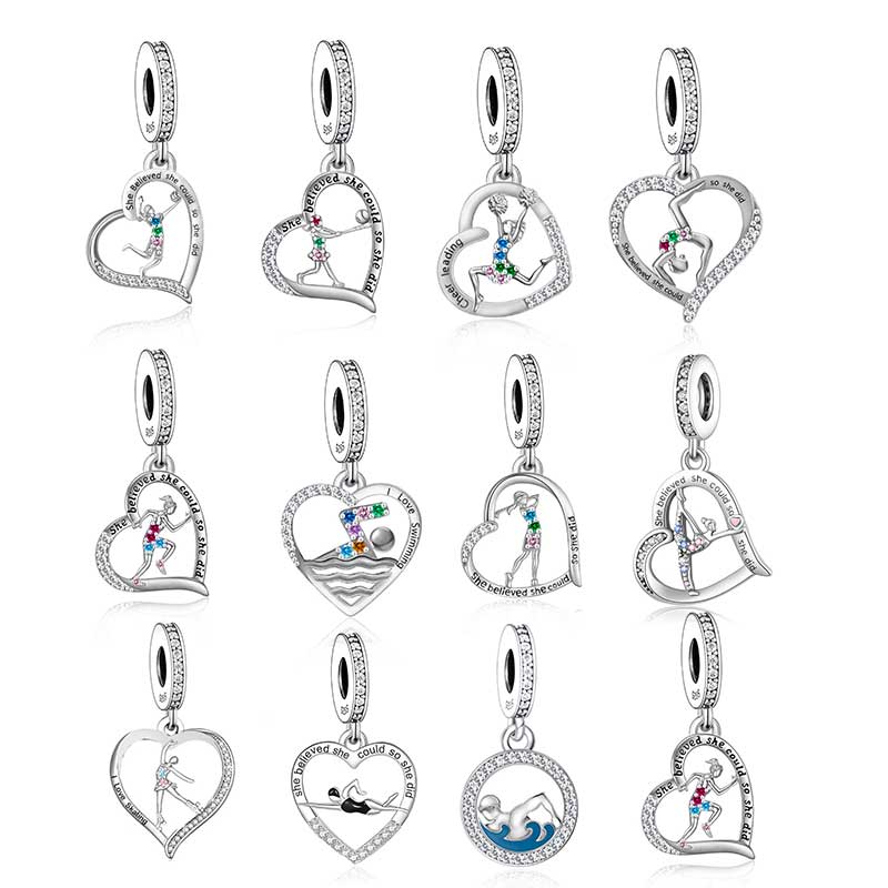 FC Jewelry Fit Original Pan Charm Bracelet 925 Sterling Silver Gymnastics Dance Bead For Making Sports Team Gymnast Berloque