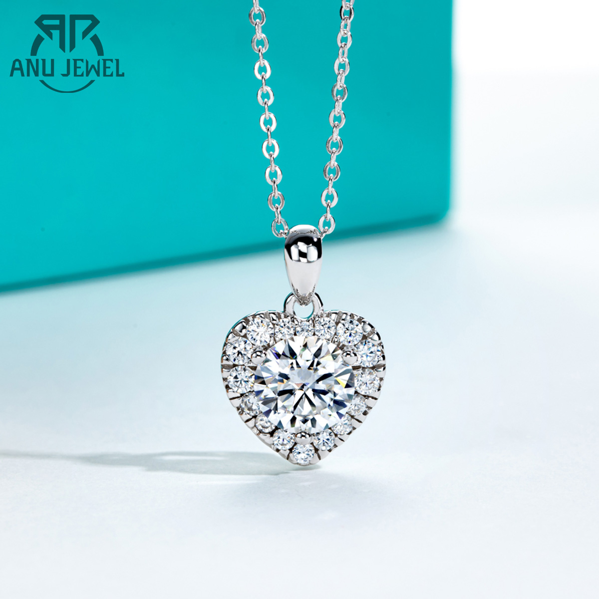 AnuJewel 2ct D Color Moissanite Diamond Heart Shape Pendant Necklace 925 Sterling Silver Fine Jewelry Gifts Wholesale