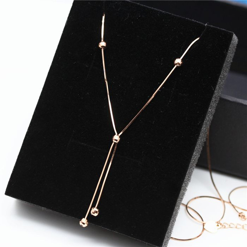 585 Purple Gold Plated 14K Rose Gold Snake Bone Tassel glossy Necklace Simple Unisex Style clavicle chain New in Jewelry