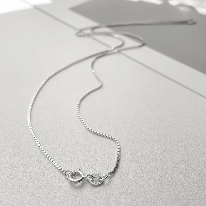40cm-60cm 1mm Thin Link Real 925 Sterling Silver Rhodium Plated Box Chain Necklace Women Girls Mens Jewelry Italy Wholesale