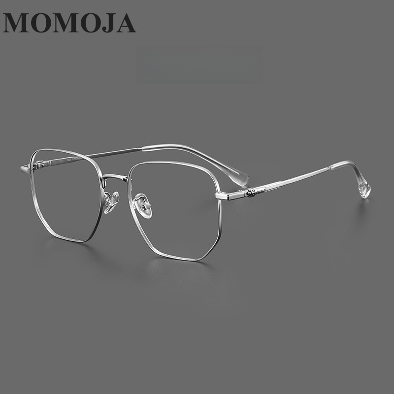 MOMOJA New Retro Polygonal Pure Titanium Men's Eyeglass Frame Optical Prescription Glasses For Women 122217