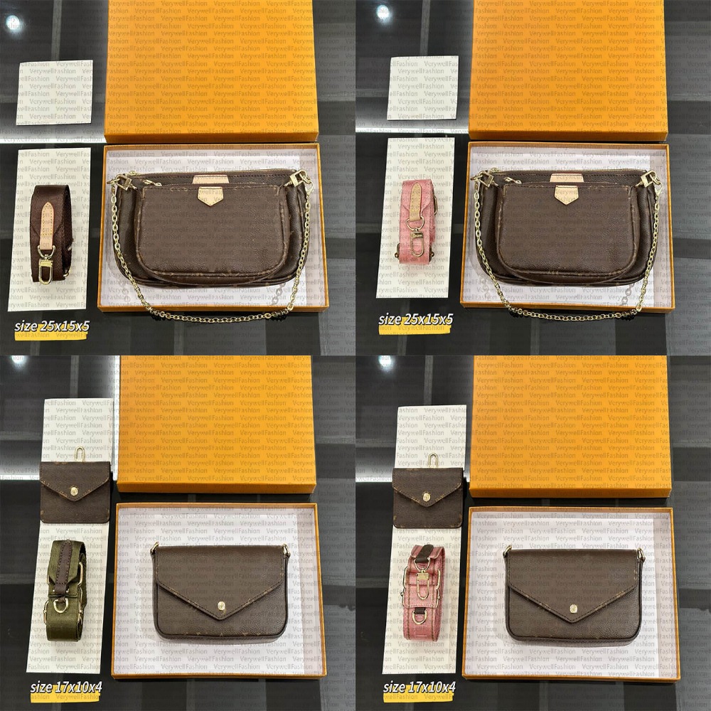 Femmes Multi Pochette Accessoires Designer Sac à bandoulière Luxury Forme de luxe avec sangle et sac à main monogramme monogramme Brown Khaki VW