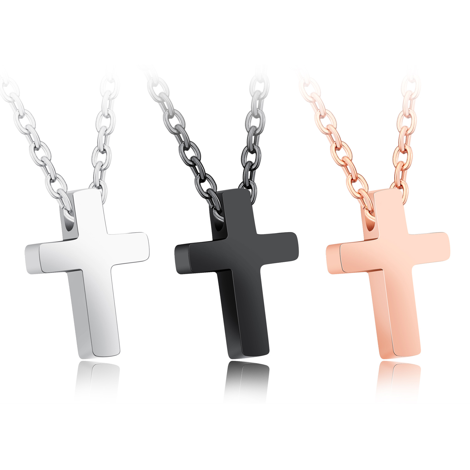 DARHSEN Brand Mini Small Women Cross Charm Pendant Necklace for Girls Stainless Steel Black Rose Gold Color Cute Fashion Jewelry