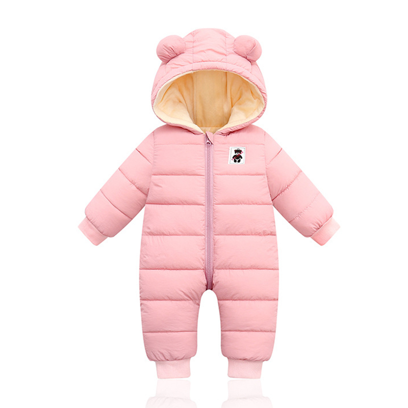 Winter Baby Newborn Plus Velvet Overalls Clothes Infant Boys Girls Warm Thick Jumpsuit Hooded Outfits Down Cotton kids Romper