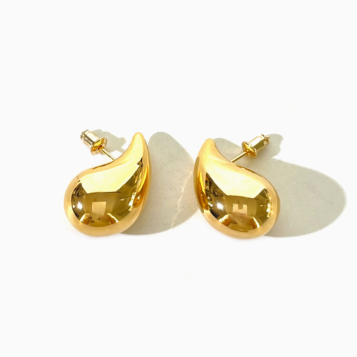 Peri'sbox Light Weight CCB Gold Plated Water Drop Stud Earrings for Women Statement Chunky Dome Teardrop Kylie Jenner Earrings
