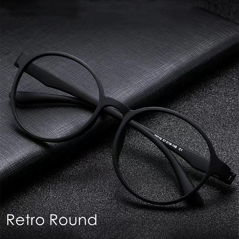 Retro Round Optical Prescription Men's And Women's Glasses Frame Ultra-light And Comfortable Without Screw Design Glasses