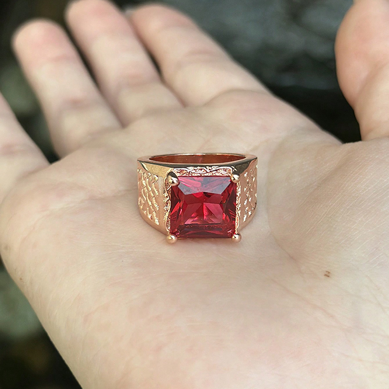Classic Ruby Ring Wide Square Design High Quality Light Luxury Neutral Elegant Style Men and Women Rings Banquet Jewelry