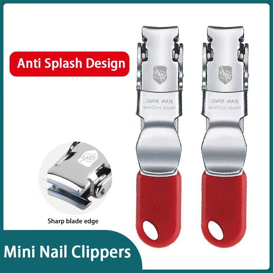 Foldable Nail Cutters Portable Mini Stainless Steel Manicure Fingernail Cutter with Key Chain Nail Scissors Tool for Home Travel