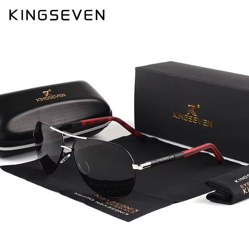KINGSEVEN New Fashion Menâs Sunglasses High Quality Aluminum Luxury Retro Functional Glasses Women Pilot Accessory Eyewear