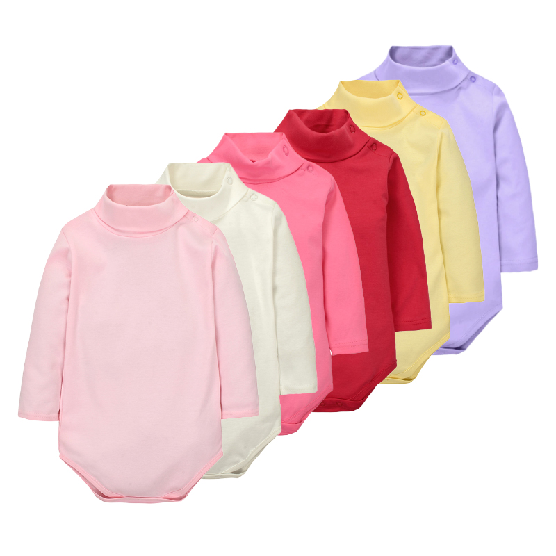 Baby Girls' Bodysuit Long Sleeve Triangle 100% Cotton Soft Comfortable Jumpsuit Solid Color Fashion Simple High Collar 0-2 Yeas