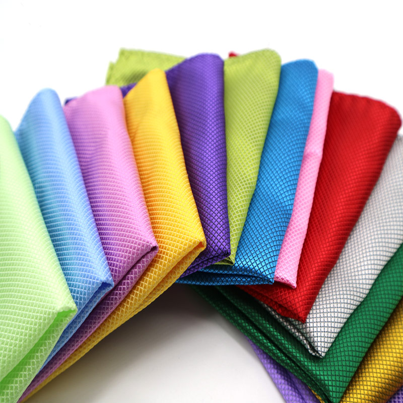 Luxury Men's Handkerchief Plaid Solid Color Hankies Polyester Hanky Business Pocket Square Chest Towel 21*21CM
