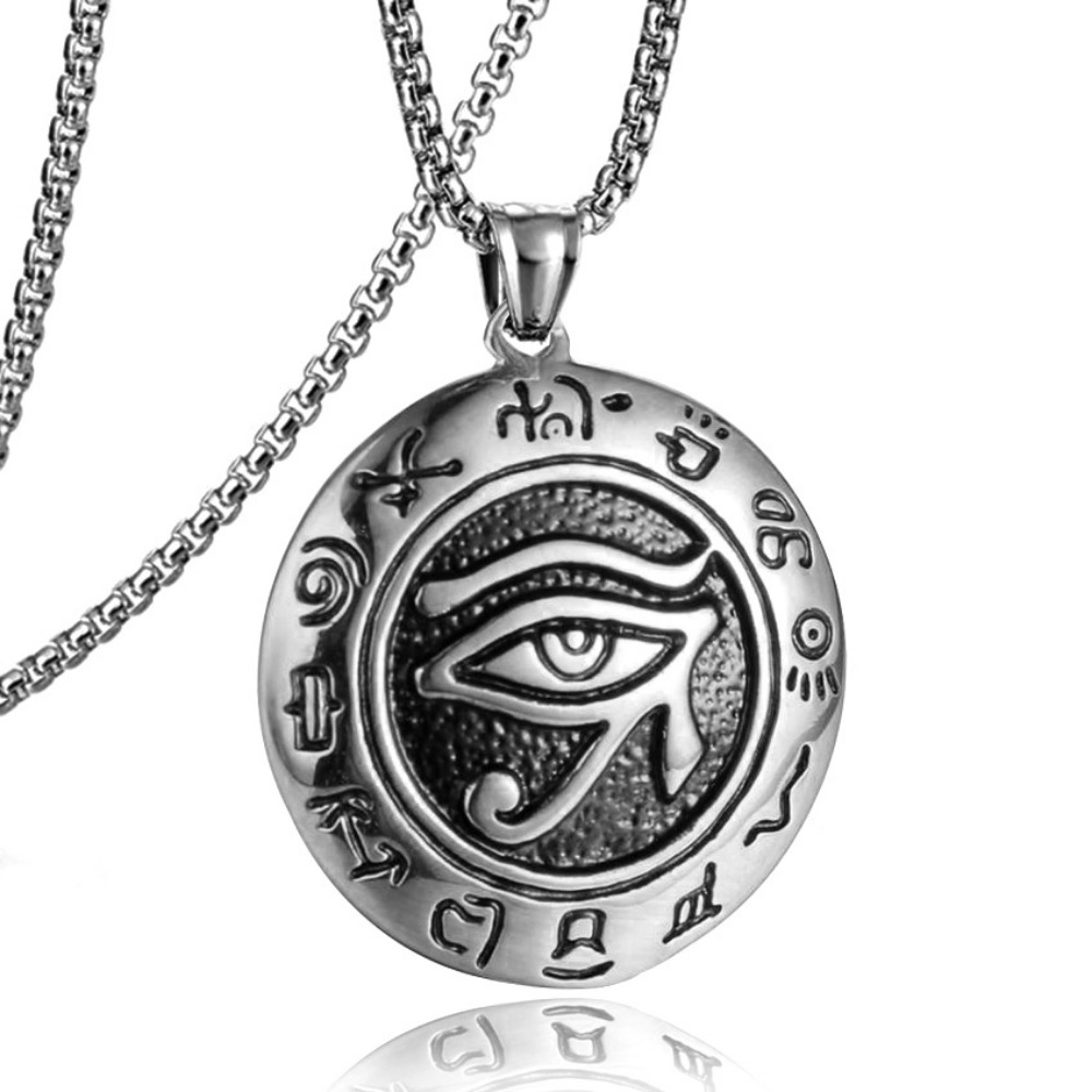 Bohemian Punk Egyptian La Horus Eye Pendant Necklace Viking European and American Retro Trendy Women's Men's Jewelry Accessories