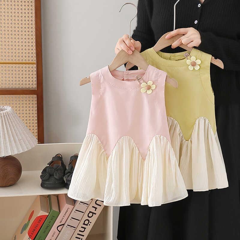 D08 Girls vest princess dress new summer fashion children&#039;s splicing dress skirt baby girl stylish dress-image-1065921455
