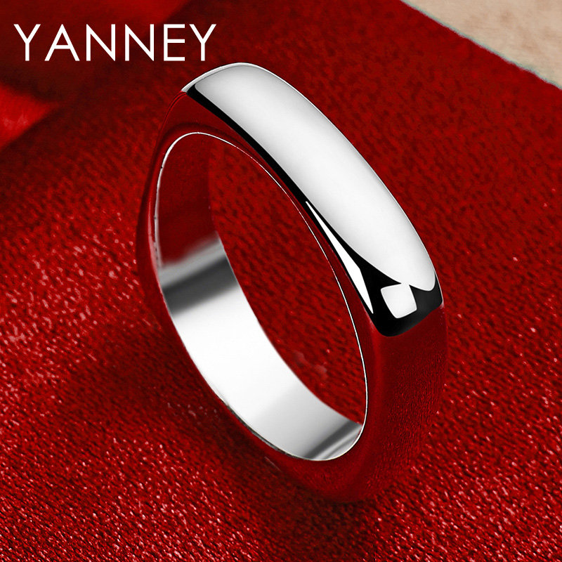 New 925 Sterling Silver 5-10# Simple Square Smooth Ring For Fashion Engagement Jewelry Wedding Accessories Party