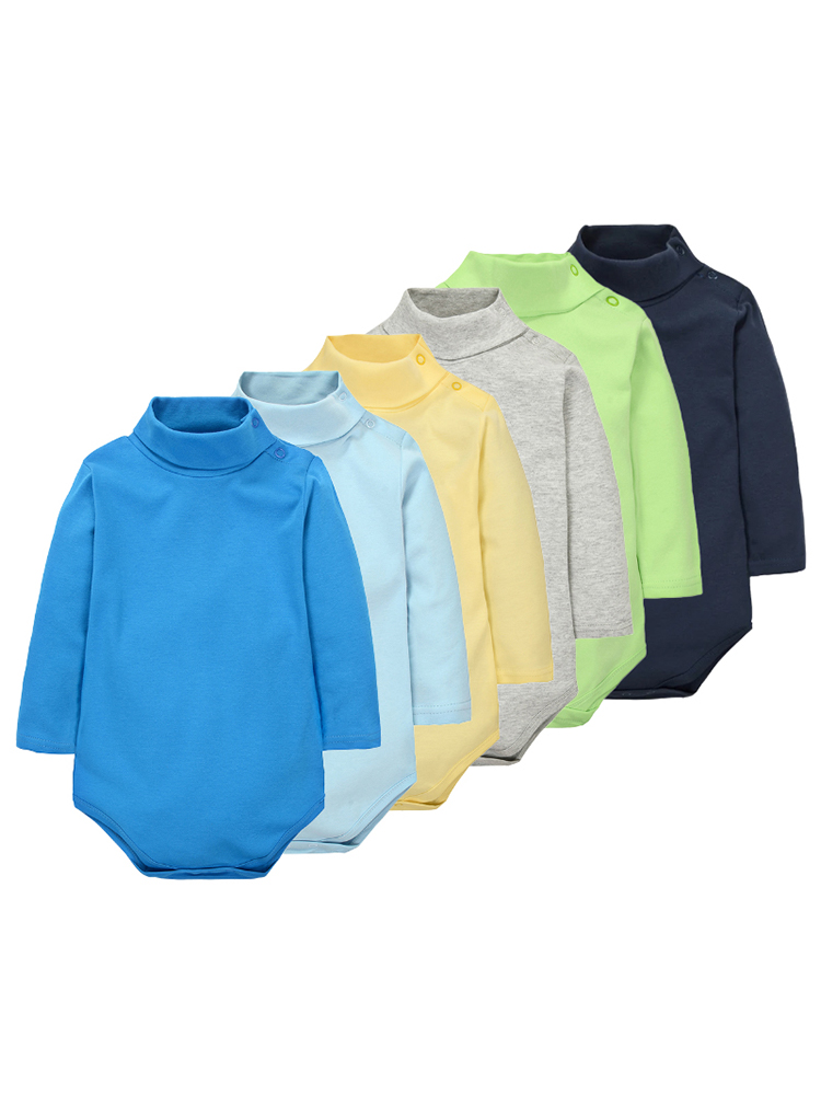 Baby Boys' Bodysuit Long Sleeve Triangle 100% Cotton Soft Comfortable Jumpsuit Solid Color Fashion Simple High Collar 0-24 Mont