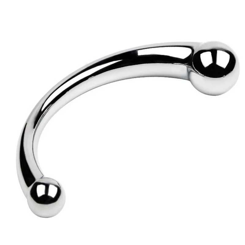 Double Ended Stainless Steel G Spot Wand Massage Stick Pure Metal Penis P-Spot Stimulator Anal Plug Dildo Sex Toy For WoMens Mens