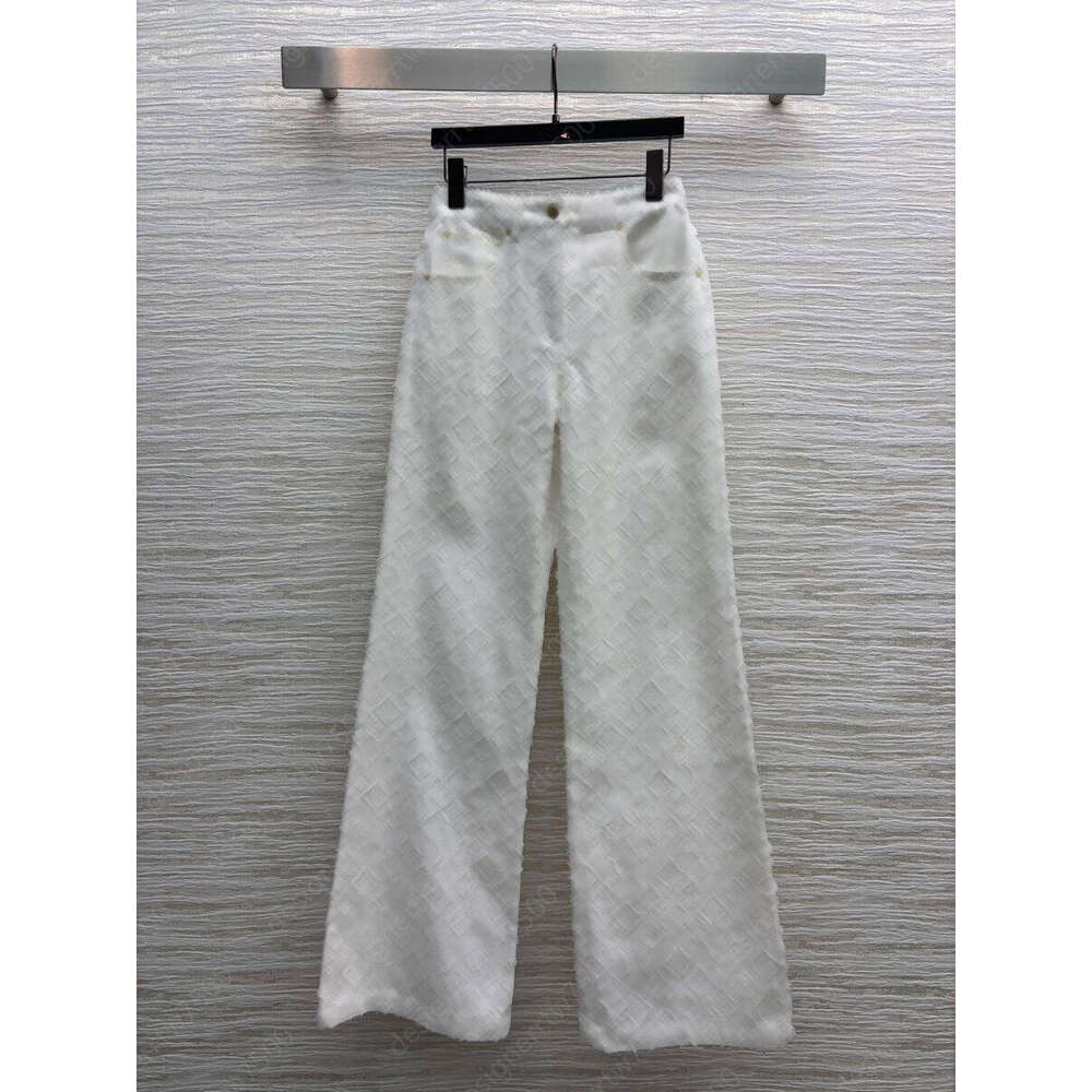 designer jeans women summer White High Waisted Wide Leg Pants Women's Letter jacquard denim Textured Pattern Vintage Trendy Casual Loose elegan