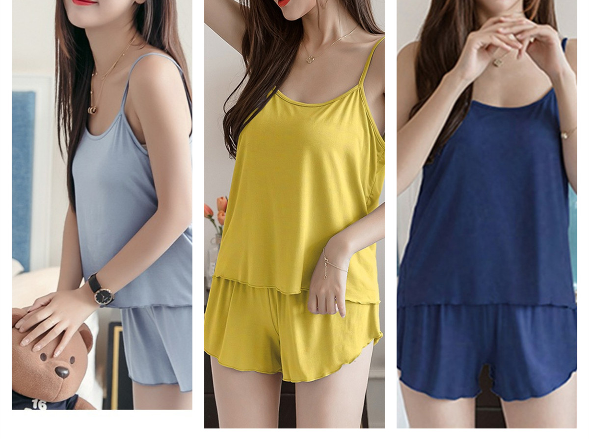 Summer New Plus Size Women's Comfortable Simple Suspenders Homewear Pajamas Two Loose Shorts Set Christmas Valentineâs Birthday