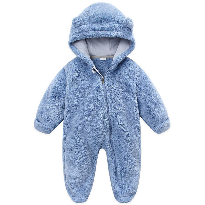 Newborn Baby Boy Girl Romper Autumn Winter Clothes Long Sleeve Hooded Zipper Closure Jumpsuit for Kids Infant Baby Clothing