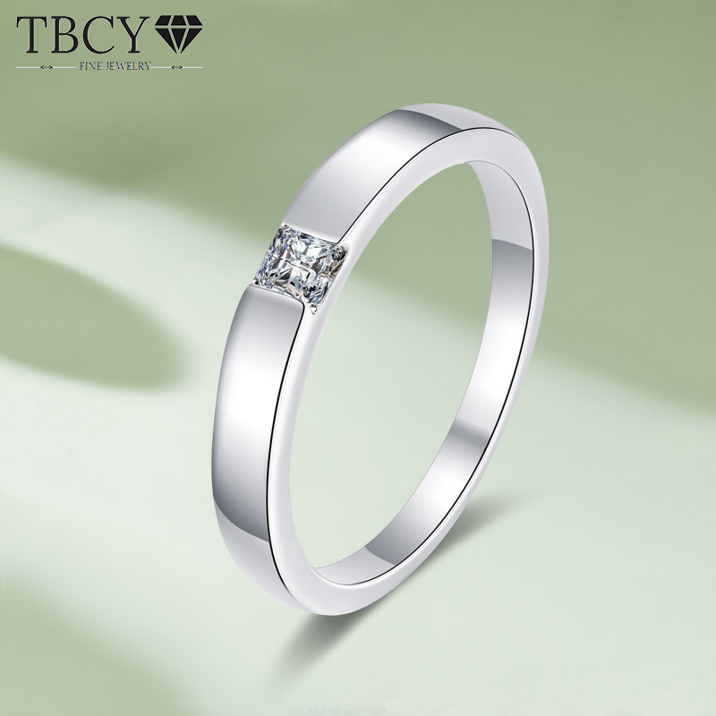 TBCYD 4mm 0.3CT Princess Cut Moissanite Eternity Band For Men Women 925 Sterling Sliver Pass Diamond Test Wedding Ring Jewelry